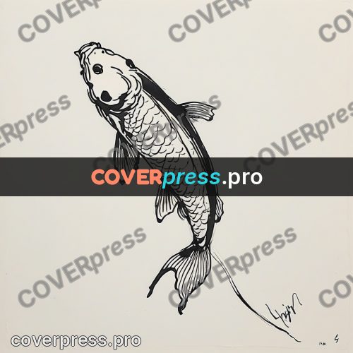 Ink sketch: carp swimming upward