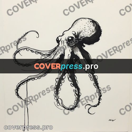 Ink sketch: octopus with spread tentacles