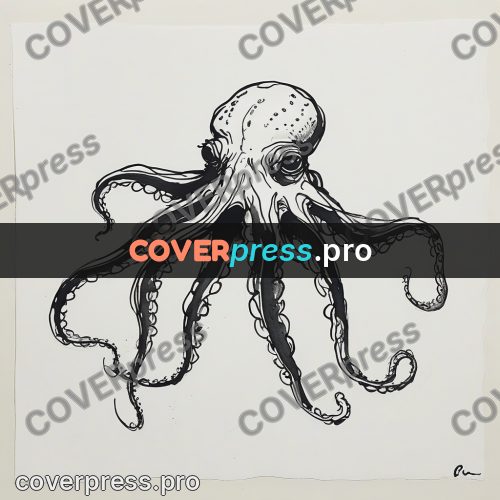 Ink sketch: octopus with spread tentacles
