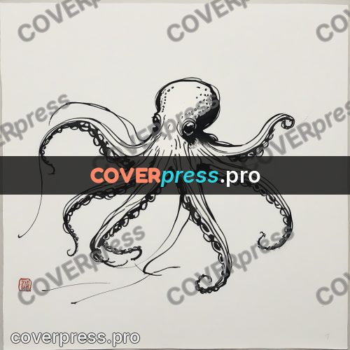 Ink sketch: octopus with spread tentacles