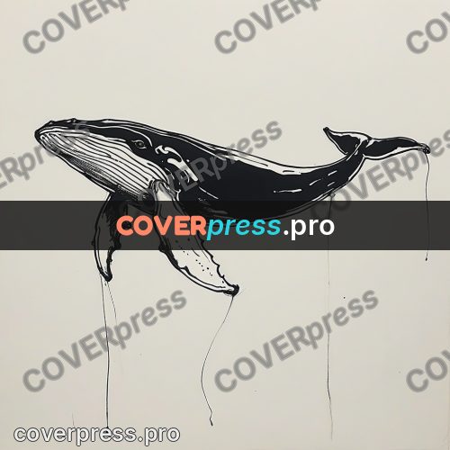 Ink sketch: whale with a raised fin