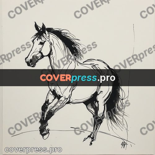 Ink sketch: horse lifting a front hoof