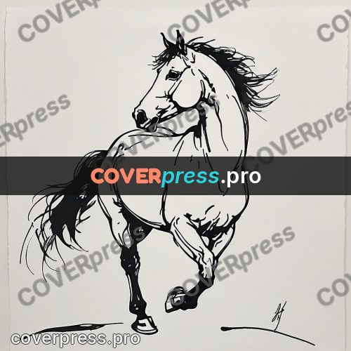 Ink sketch: horse lifting a front hoof