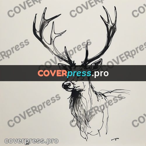 Ink sketch: deer with branching antlers