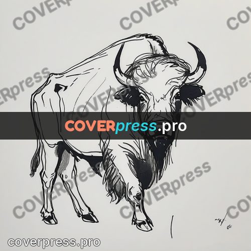 Ink sketch: bison with a lowered head