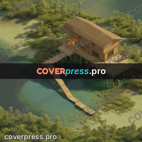 3d diorama: stilt house above the water