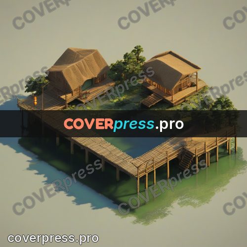 3d diorama: stilt house above the water