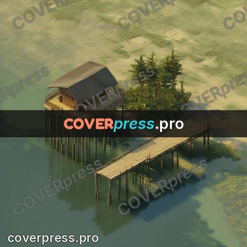 3d diorama: stilt house above the water
