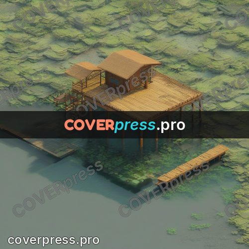 3d diorama: small stilt house and a deck