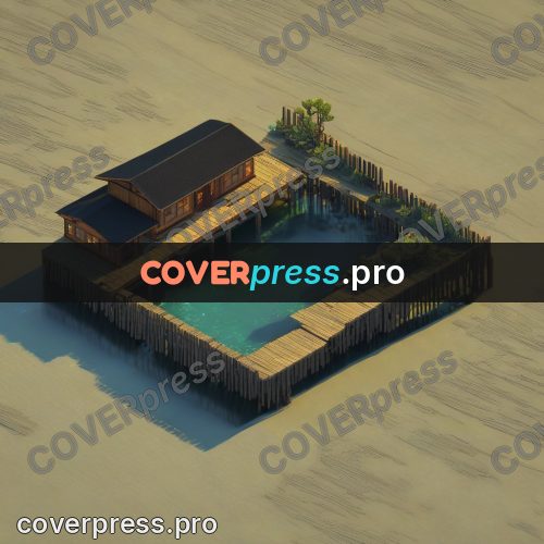 3d diorama: small stilt house and a deck