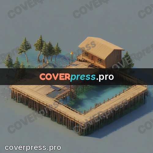 3d diorama: small stilt house and a deck