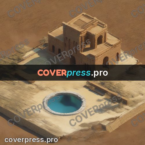 3d diorama: stone ruins with a pool