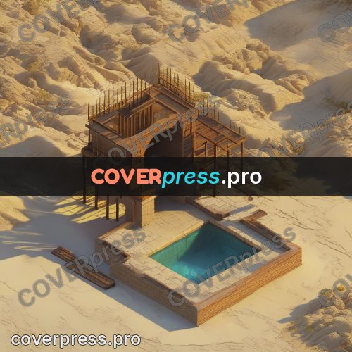 3d diorama: stone ruins with a pool