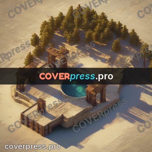 3d diorama: stone ruins with a pool
