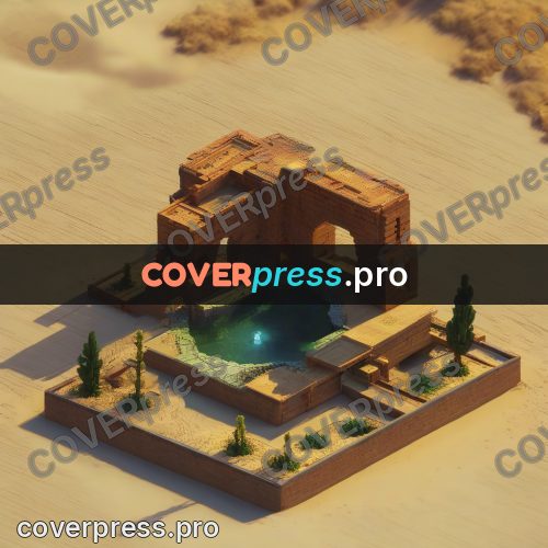 3d diorama: stone ruins with a pool