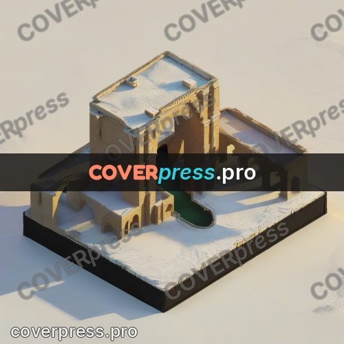 3d diorama: white ruins with turquoise water