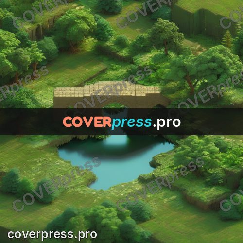 3d diorama: stone bridge in greenery