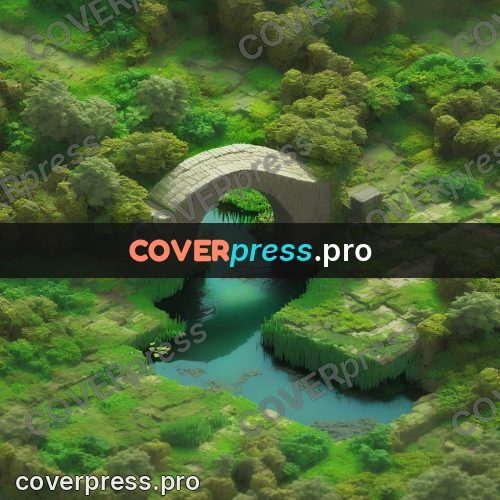 3d diorama: stone bridge in greenery