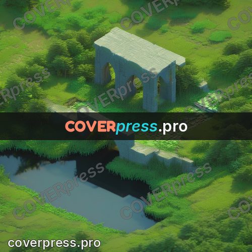 3d diorama: stone bridge in greenery