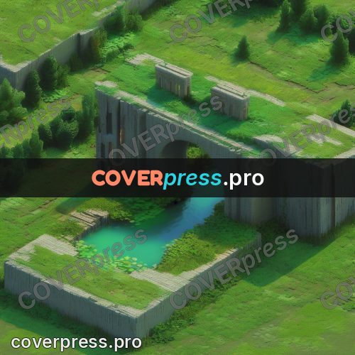 3d diorama: stone bridge in greenery