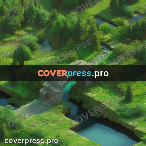 3d diorama: stone bridge in greenery