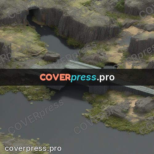 3d diorama: bridge over a dark river