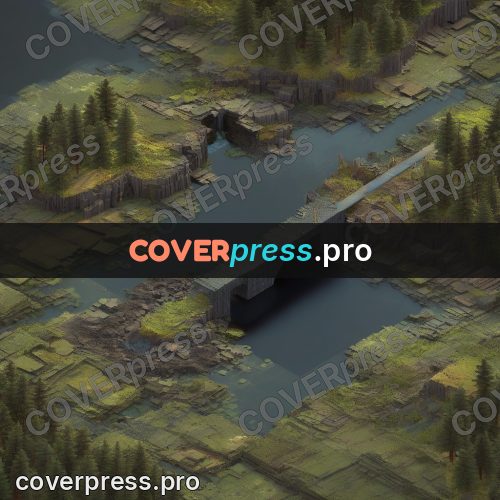 3d diorama: bridge over a dark river