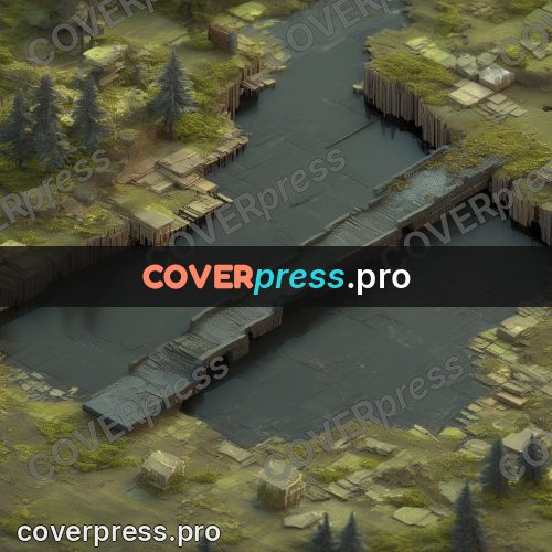 3d diorama: bridge over a dark river