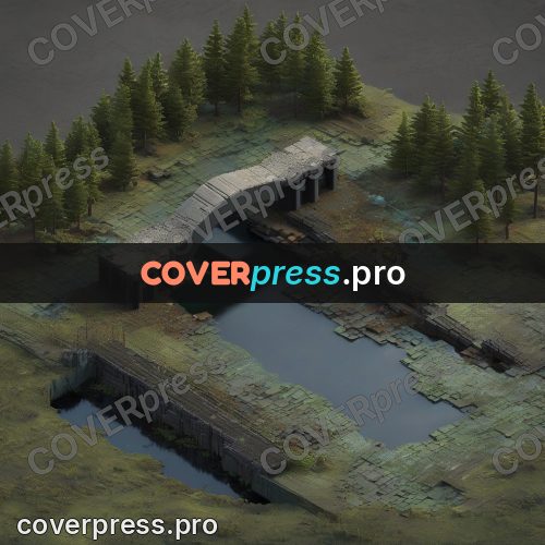 3d diorama: bridge over a dark river