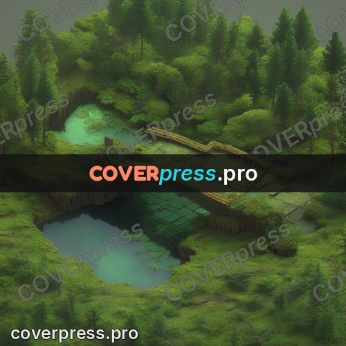 3d diorama: mossy bridge over a pond