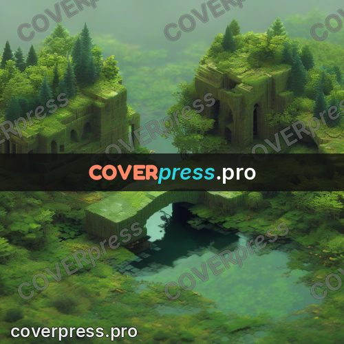 3d diorama: mossy bridge over a pond