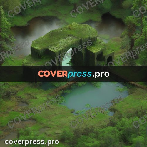 3d diorama: mossy bridge over a pond
