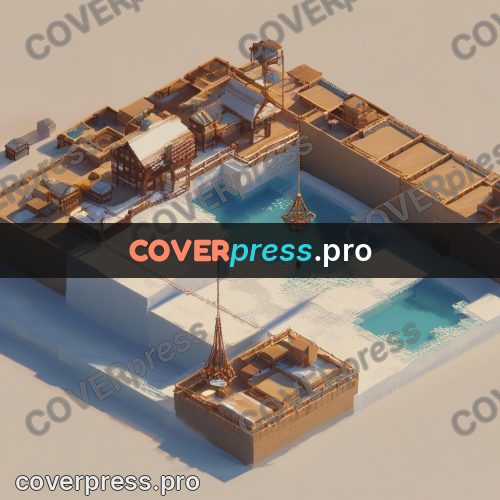 3d diorama: winter yard with a pool