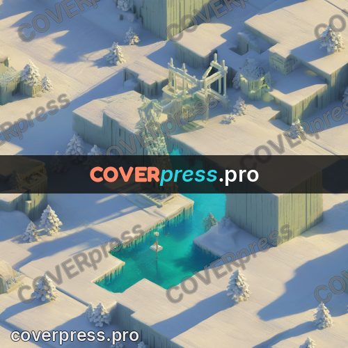 3d diorama: winter yard with a pool
