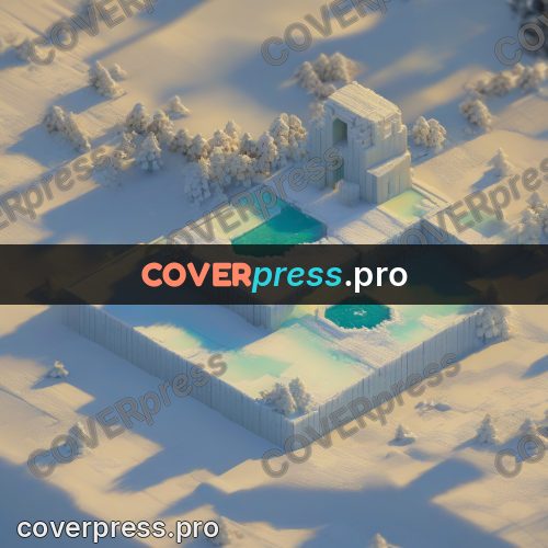 3d diorama: winter yard with a pool
