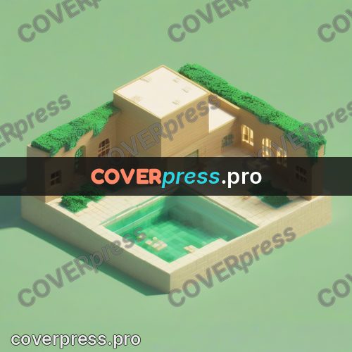 3d diorama: house with a pool and greenery