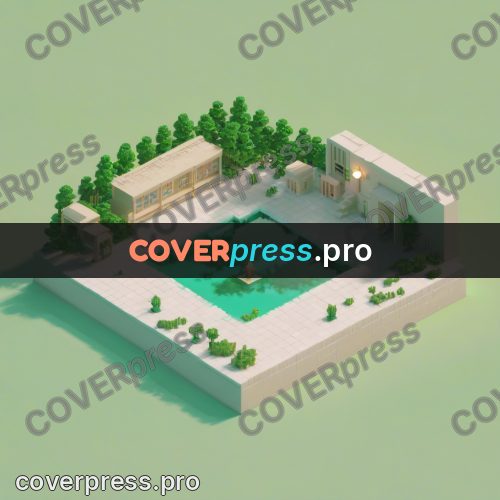 3d diorama: house with a pool and greenery