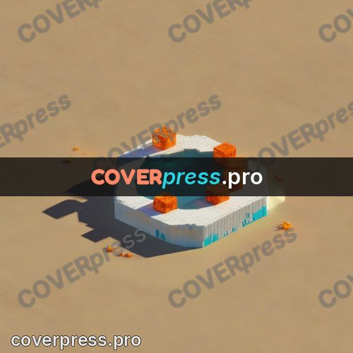 3d diorama: platform with water and orange blocks