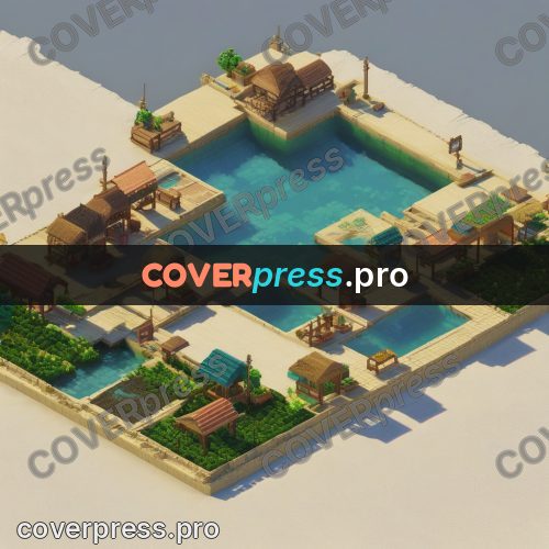 3d diorama: settlement with houses by water
