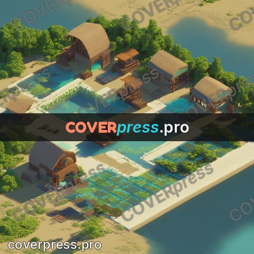 3d diorama: settlement with houses by water