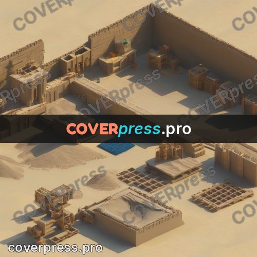 3d diorama: sand city with buildings