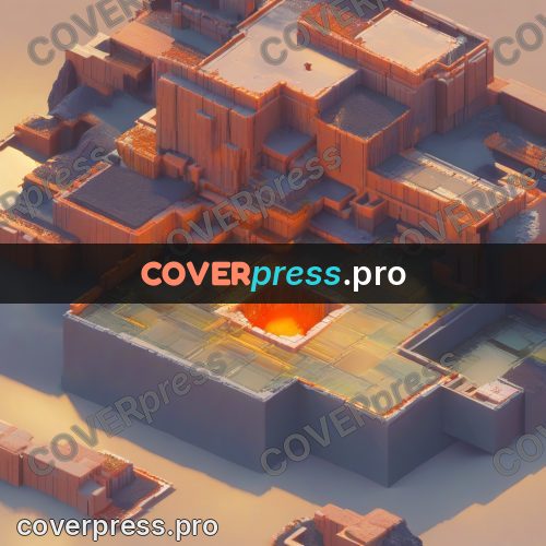 3d diorama: furnace with fire among buildings