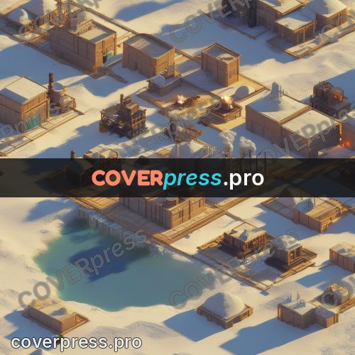 3d diorama: industrial settlement with pools