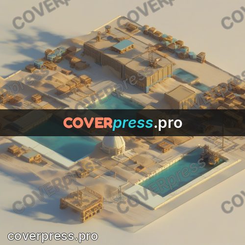 3d diorama: industrial settlement with pools