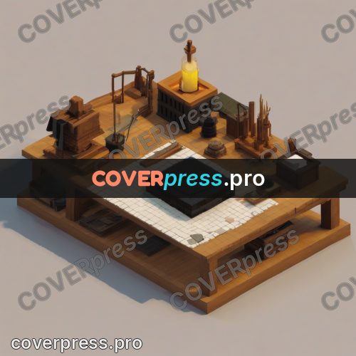 3d diorama: workshop with a bench and tools