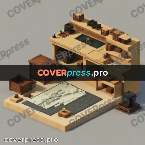 3d diorama: workshop with a bench and tools