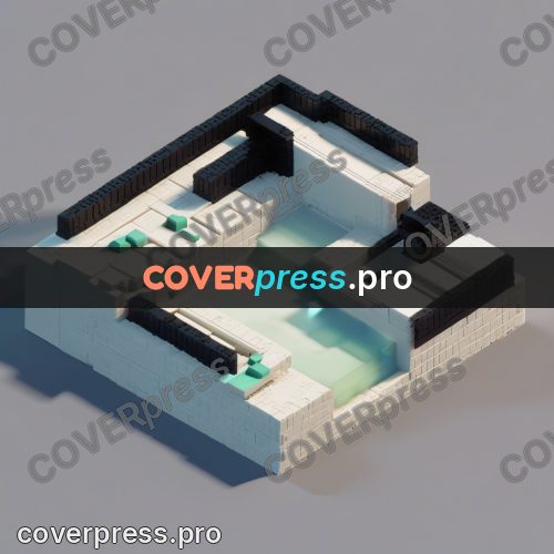 3d diorama: blocks of building and pools