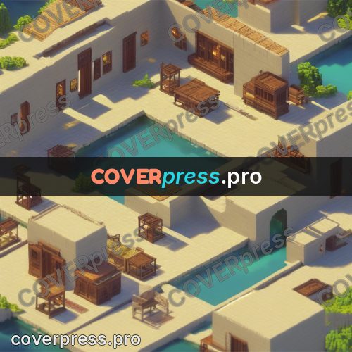 3d diorama: house with a pool and trees