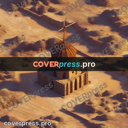 3d diorama: brick tower in the sands