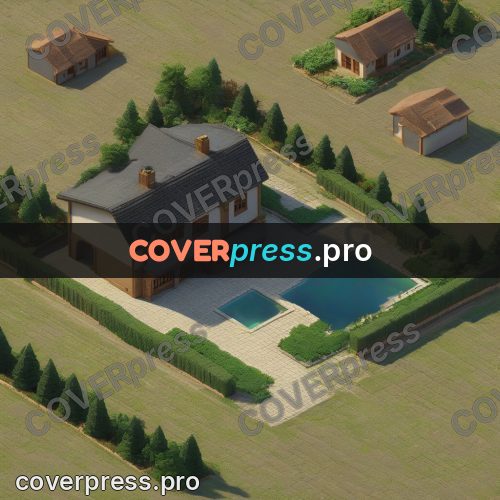 3d diorama: house with firs on a plot